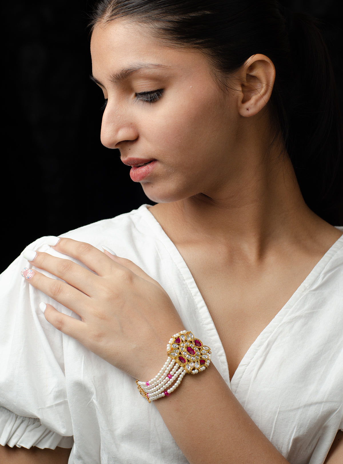 Navratan Pearl Bracelet