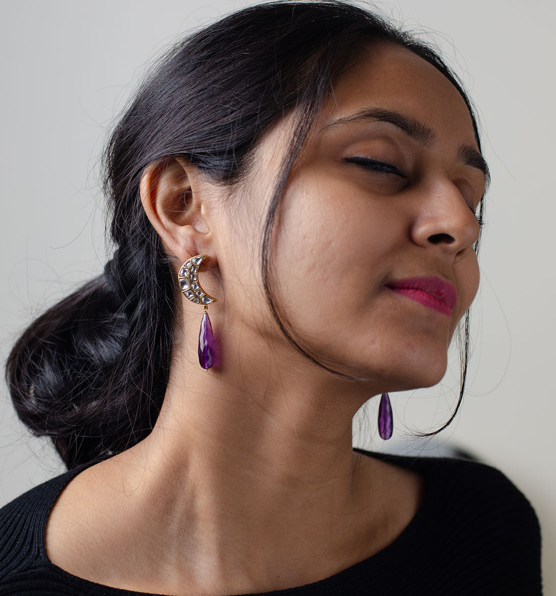 Amethyst Chand Earrings