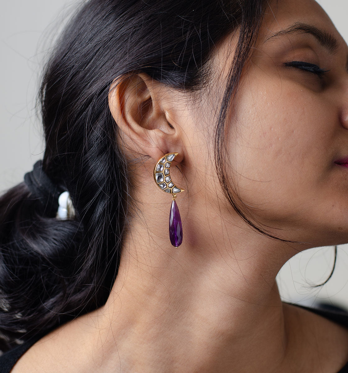 Amethyst Chand Earrings